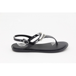 Sandália Gioseppo em gel, com pérolas e corrente. Com palmilha almofadada