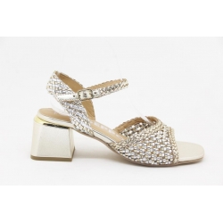 Sandália Gioseppo Ladok entrançada meio salto com palmilha almofadada